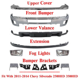 Front Bumper Chrome Kit For 2011-2014 Chevrolet Silverado 2500HD 3500HD