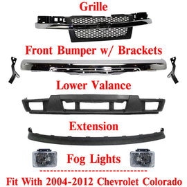 Front Chrome Bumper Kit + Fog Lights For 2004-2012 Chevy Colorado