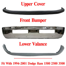 Front Bumper Chrome Steel Kit For 1994-2001 Dodge Ram 1500 2500 3500