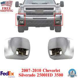 Set of 2 Front Bumper Chrome End Caps For 2007-2010 Chevy Silverado 2500HD 3500