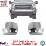 Set of 2 Front Bumper Chrome End Caps For 2007-2010 Chevy Silverado 2500HD 3500