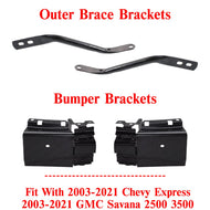 Front Bumper & Brace Brackets For 2003-2021 Chevy Express / GMC Savana 2500 3500