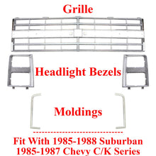 Load image into Gallery viewer, Grille &amp; Headlight Bezels + Molding For 85-1988 Suburban / 85-87 Chevy C/K Series