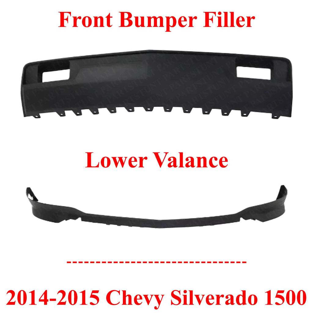 Front Bumper Filler Primed + Valance Textured For 2014-2015 Chevy Silverado 1500
