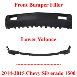Front Bumper Filler Primed + Valance Textured For 2014-2015 Chevy Silverado 1500