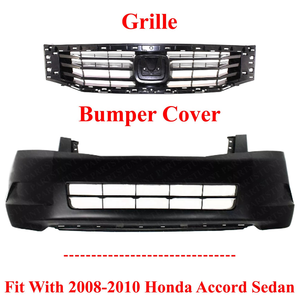 Front Bumper Cover Kit For 2008-2010 Honda Accord Sedan