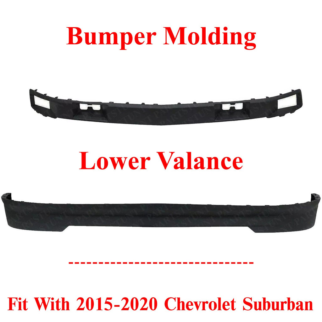 Front Bumper Molding & Lower Valance Textured For 2015-2020 Chevrolet Suburban