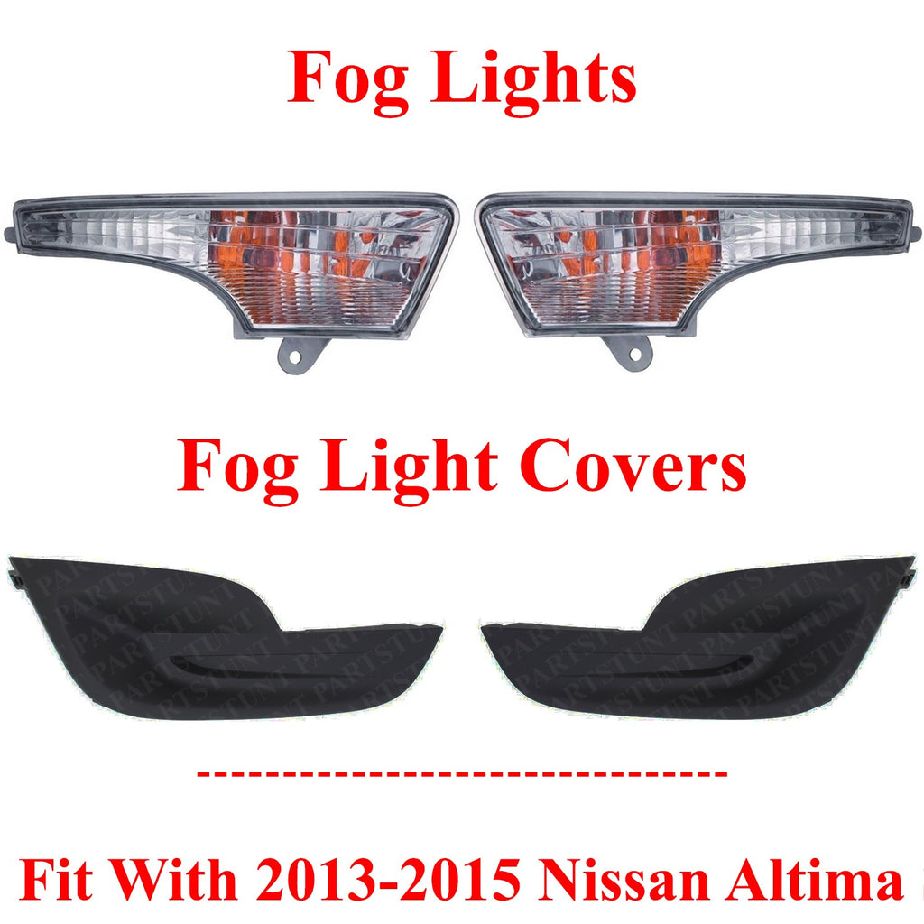 NEW Fog Lights and Covers Textured For 2013-2015 Nissan Altima Sedan
