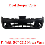 Front Bumper Cover Primed with Fog Lamp Holes For 2007-2012 Nissan Versa
