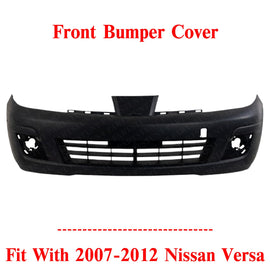 Front Bumper Cover Primed with Fog Lamp Holes For 2007-2012 Nissan Versa