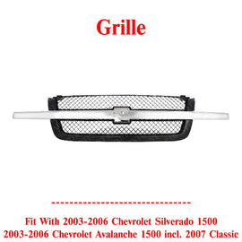 Grille For 2003-2006 Chevrolet Silverado 1500 Avalanche 1500 incl. 2007 Classic