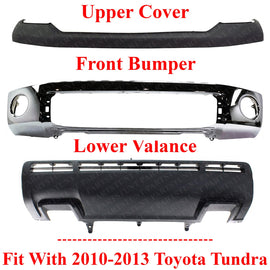 Front Bumper Chrome + Upper Cover + Lower Valance For 2010-2013 Toyota Tundra