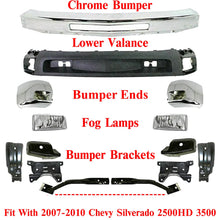 Load image into Gallery viewer, Front Bumper Chrome Kit With Brackets For 2007-2010 Chevy Silverado 2500HD 3500