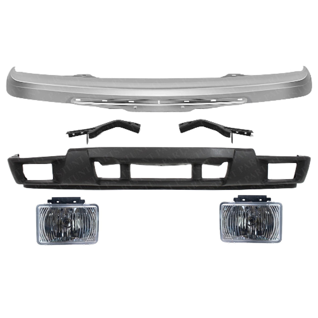 Front Bumper Chrome + Valance + Fog Lamps For 04-12 GMC Canyon / Chevy Colorado