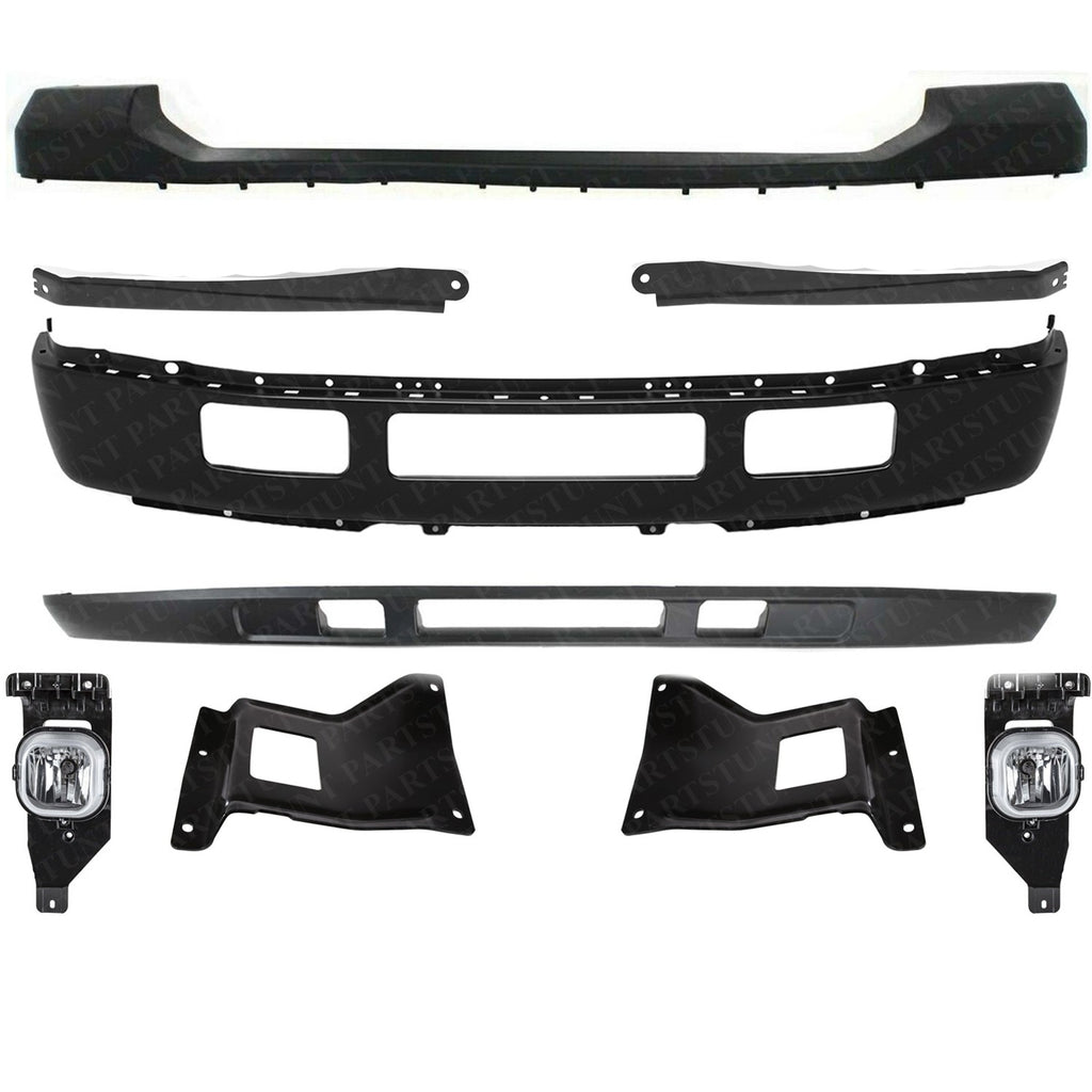 Front Bumper Kit + Bumper Brackets + Fog Lights For 2005-2007 Ford F-Series
