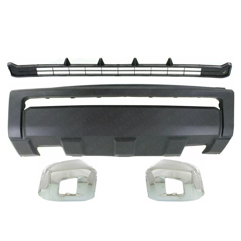 Front Bumper Cover & Grille Textured + End Caps Chrome For 2014-21 Toyota Tundra