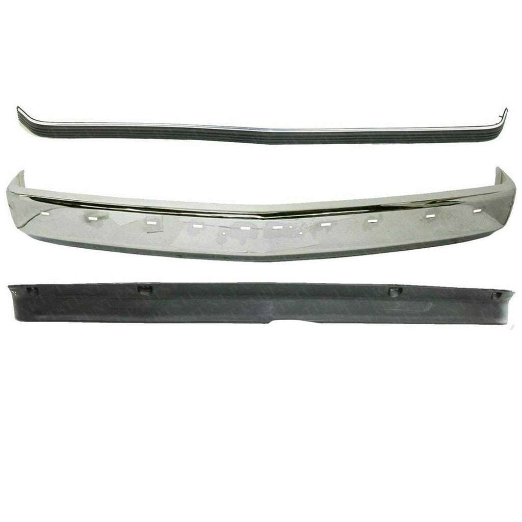Front Bumper Chrome + Molding + Lower Valance For 88-00 Chevrolet-GMC C/K Series