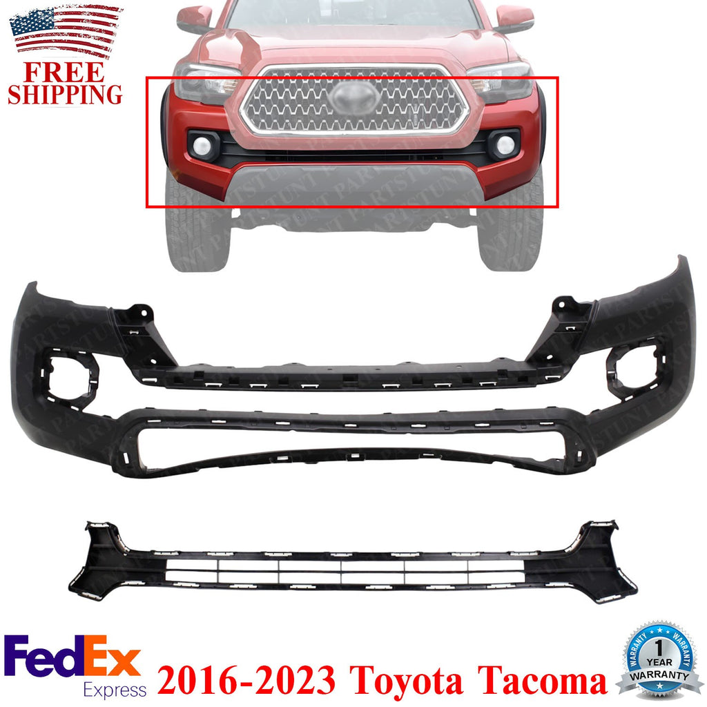 Front Bumper Cover Primed + Lower Grille Textured For 2016-2023 Toyota Tacoma