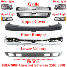 Load image into Gallery viewer, Front Chrome Bumper + Grille + Headlights For 2003-2006 Chevy Silverado 2500HD