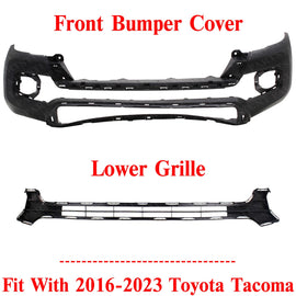 Front Bumper Cover Primed + Lower Grille Textured For 2016-2023 Toyota Tacoma