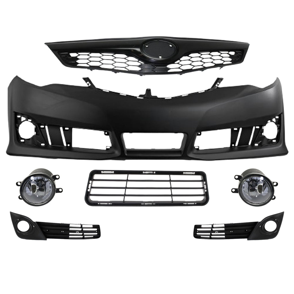 Front Bumper Primed & Grille Assembly Kit For 2012-2014 Toyota Camry SE/SE Sport