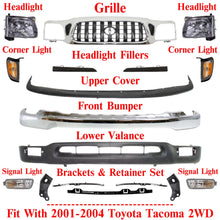 Load image into Gallery viewer, Front Chrome Bumper + Grille + Head Lights Kit For 2001-2004 Toyota Tacoma 2WD