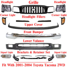 Load image into Gallery viewer, Front Chrome Bumper + Grille + Head Lights Kit For Toyota Tacoma 2WD 2001-2004