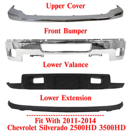 Front Bumper Chrome Kit For 2011-2014 Chevrolet Silverado 2500HD 3500HD