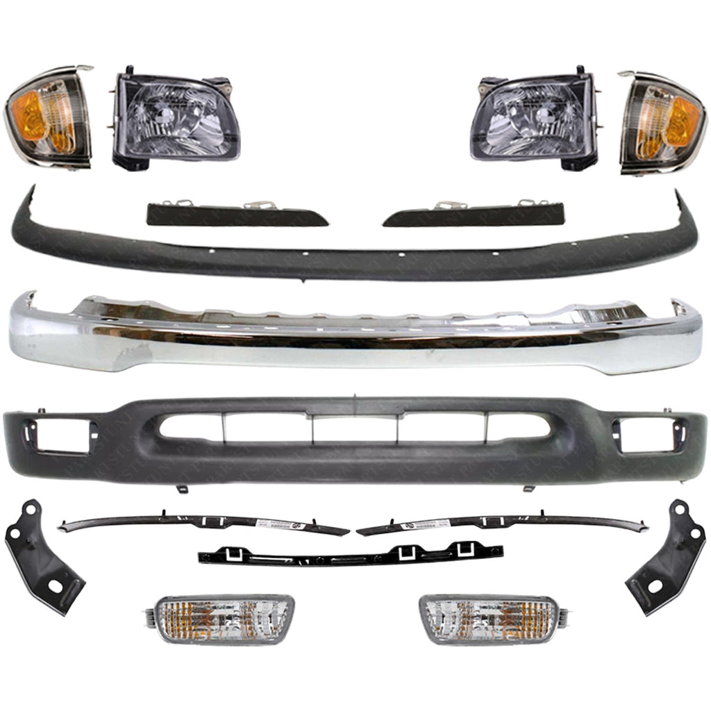 Front Bumper Chrome Kit With Headlights For 2001-2004 Toyota Tacoma 2WD
