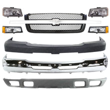 Load image into Gallery viewer, Front Chrome Bumper + Grille + Headlights For 2003-2006 Chevy Silverado 2500HD