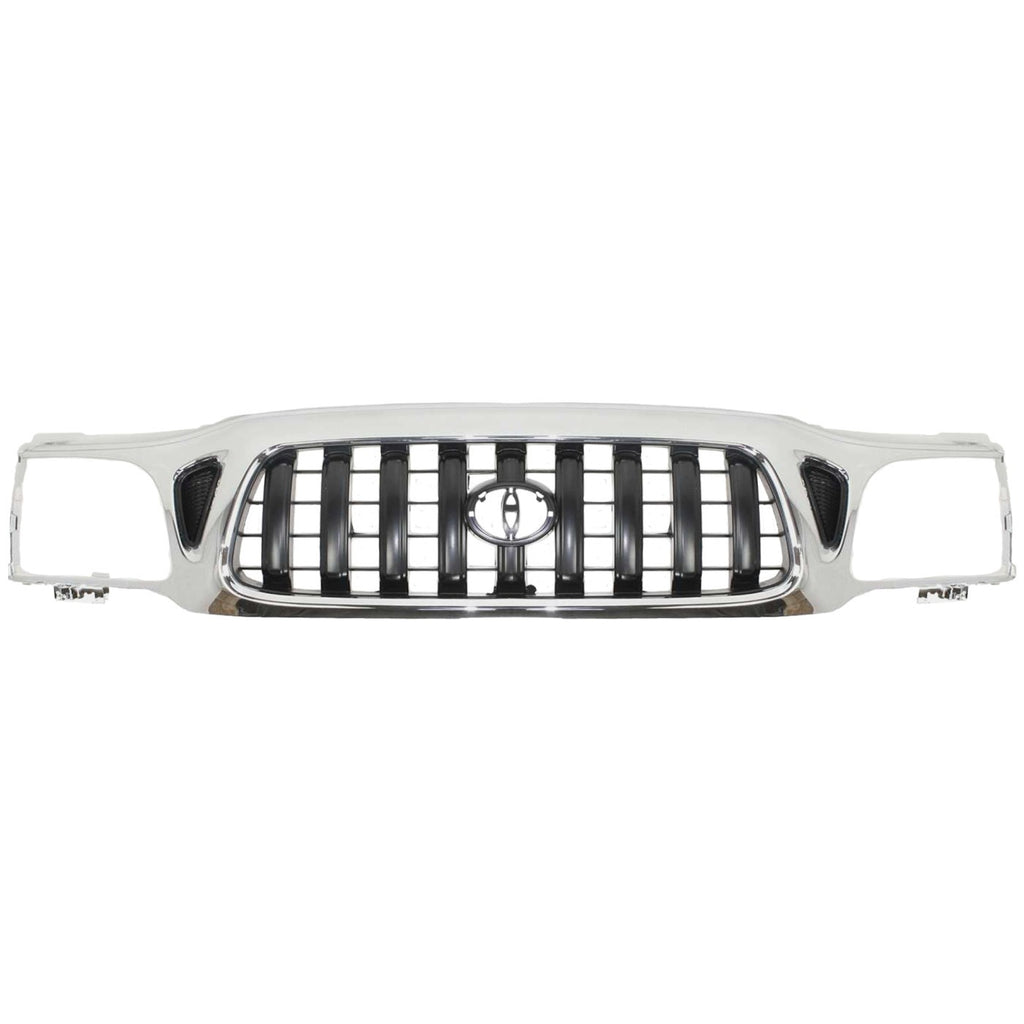 Front Chrome Bumper + Grille + Head Lights Kit For 2001-2004 Toyota Tacoma 2WD