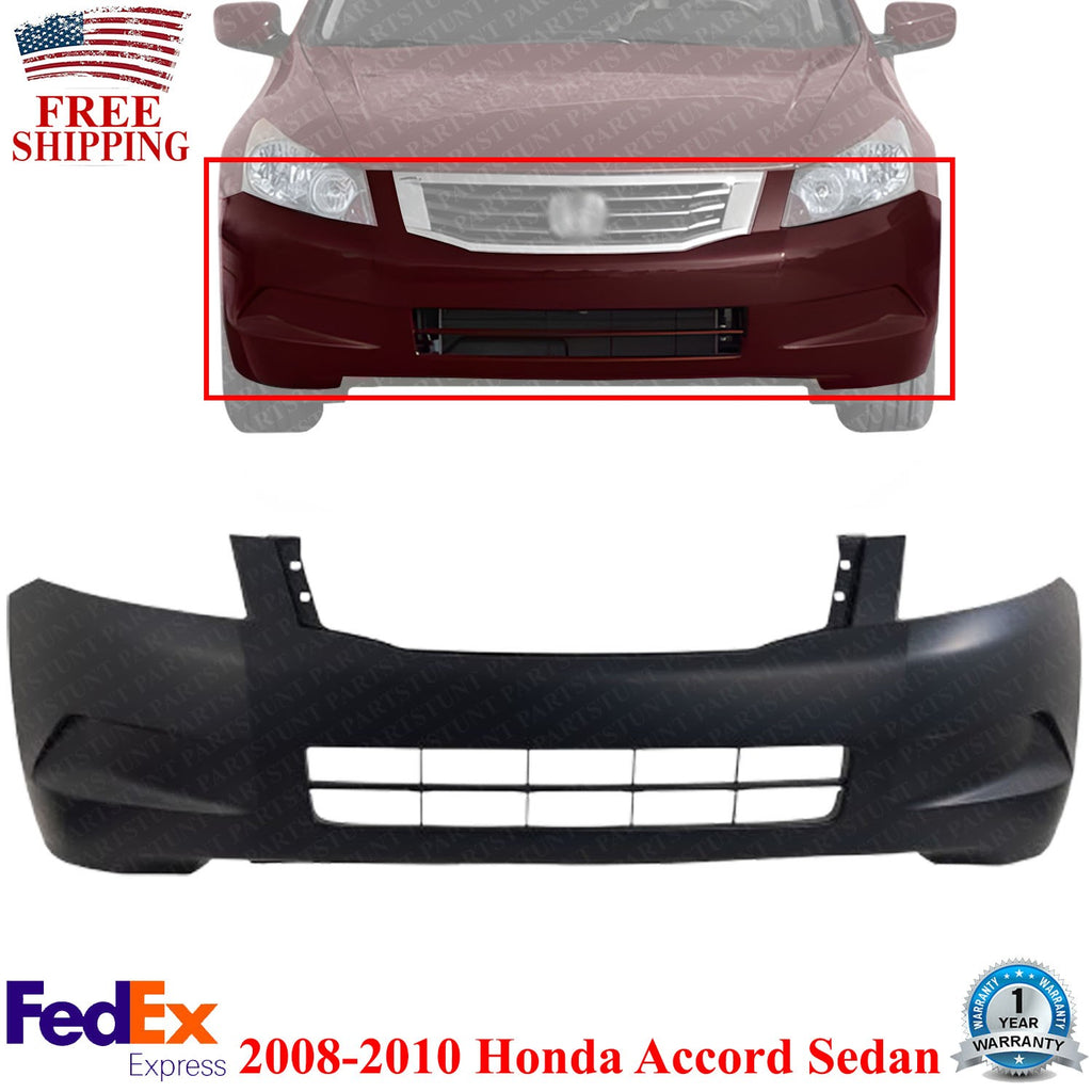Front Bumper Cover Primed w/o Fog Light Holes For 2008-2010 Honda Accord Sedan