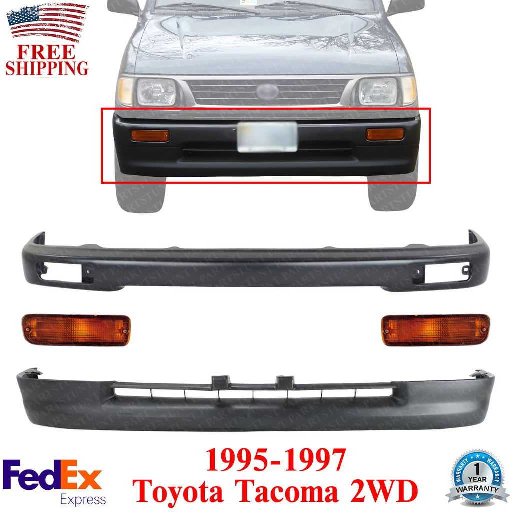Front Bumper Painted Black Kit For 1995-1997 Toyota Tacoma