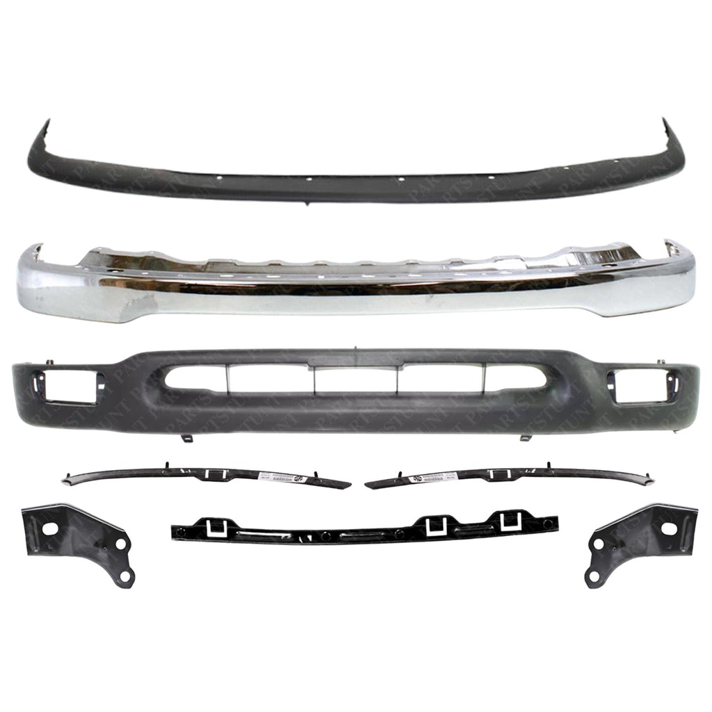Front Chrome Bumper Kit w/Brackets For 2001-2004 Toyota Tacoma 2WD