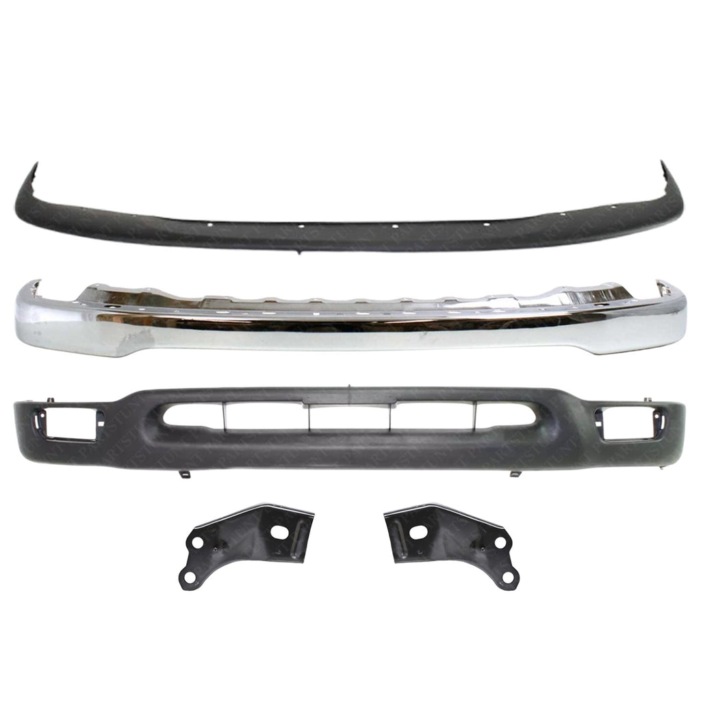 Front Chrome Bumper Kit With Brackets For 2001-2004 Toyota Tacoma 2WD