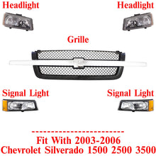 Load image into Gallery viewer, Front Grille + Headlight Kit For 2003-2006 Chevrolet Silverado 1500 2500HD 3500