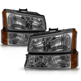 Smoke Pair Bumper Lamps Headlights For 2003-2006 Chevy Silverado 1500 2500 3500
