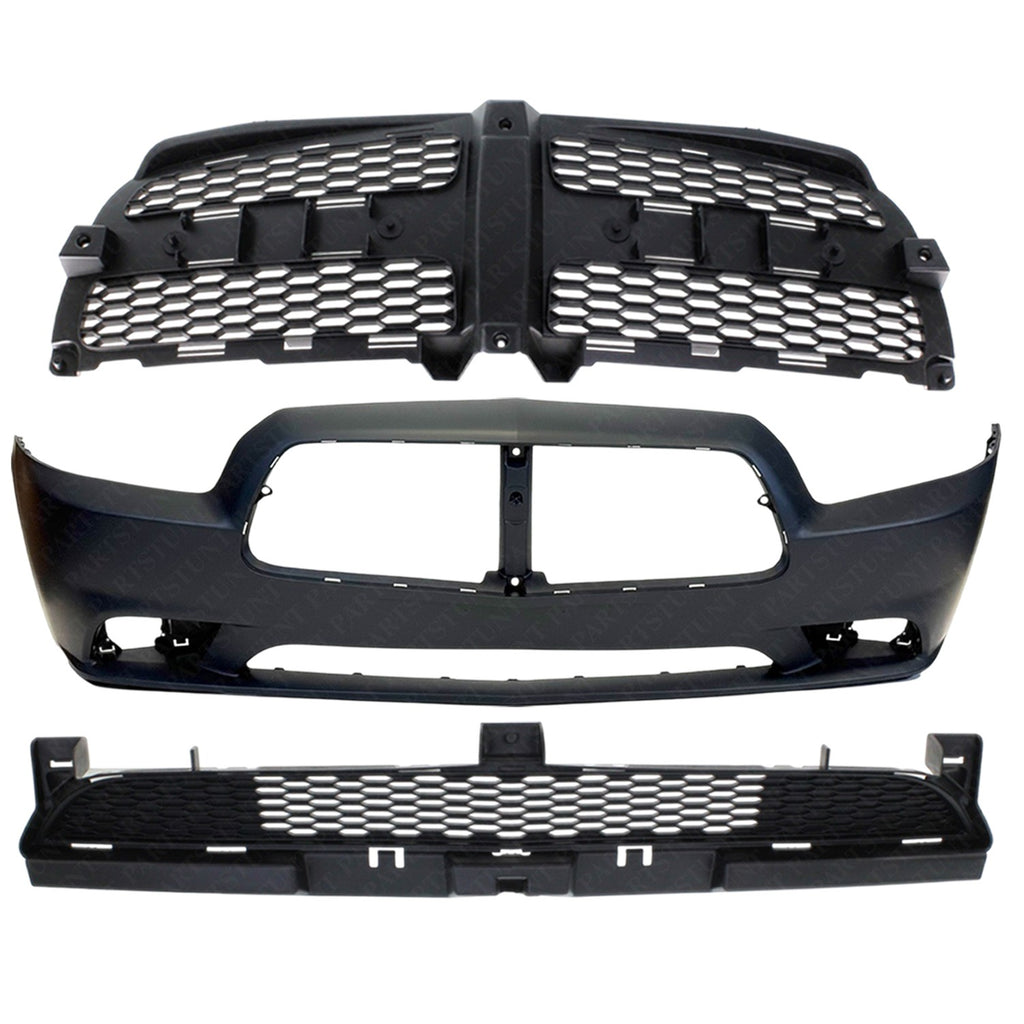 New Front Bumper Cover & Grille Assembly Kit For 2011-2014 Dodge Charger