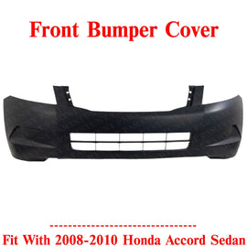 Front Bumper Cover Primed w/o Fog Light Holes For 2008-2010 Honda Accord Sedan