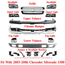 Load image into Gallery viewer, Front Bumper Chrome Steel Complete Kit For 2003-2006 Chevrolet Silverado 1500