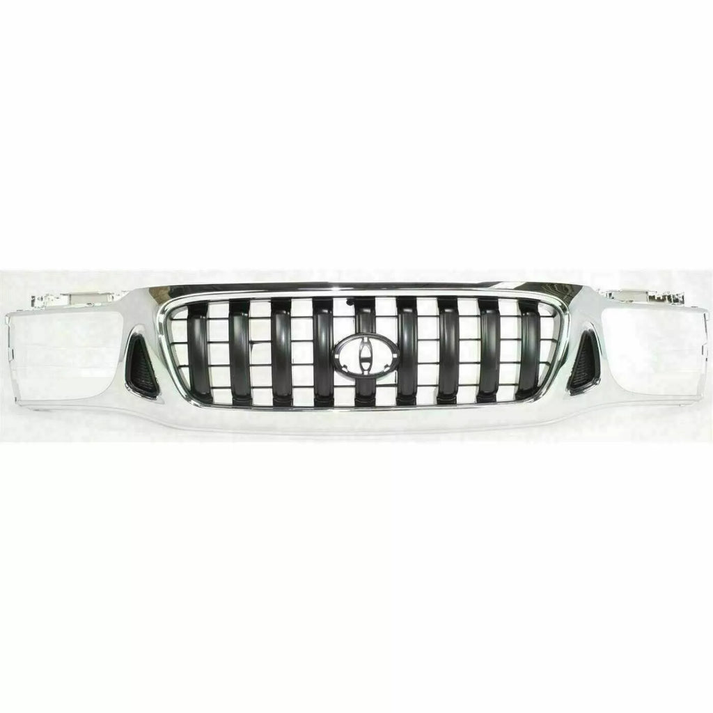 Front Bumper Chrome Complete Kit + Grille Lights For 2001-2004 Toyota Tacoma