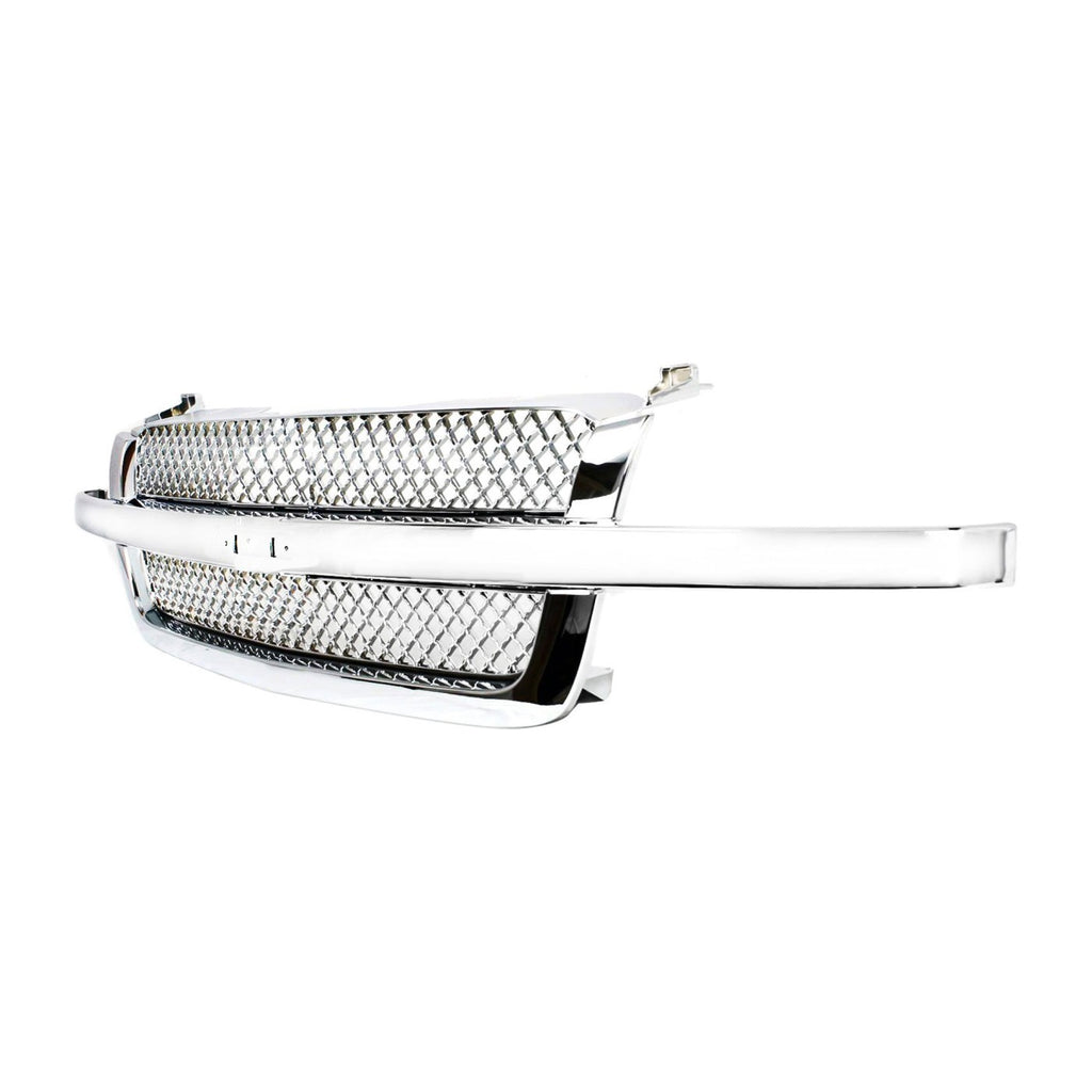Chrome Grille Mesh Insert + Lower Valance For 2003-06 Chevy Silverado 1500 2500