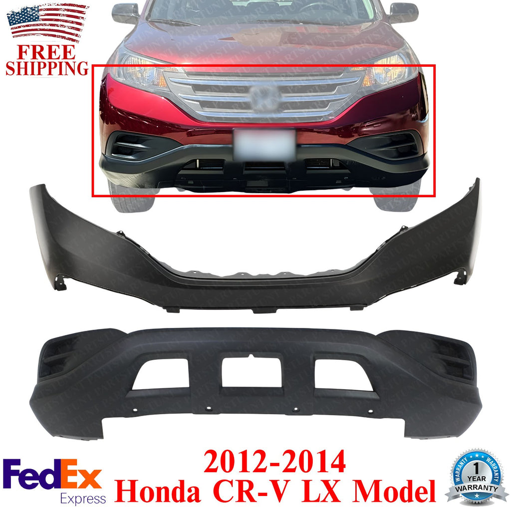 Front Upper and Lower Bumper Cover Set For 2012-2014 Honda CR-V LX Model