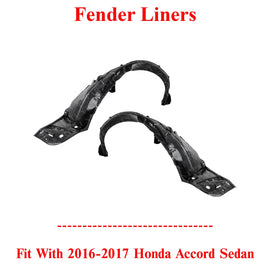 Fender Liners Set Front Left and Right For 2016-2017 Honda Accord Sedan