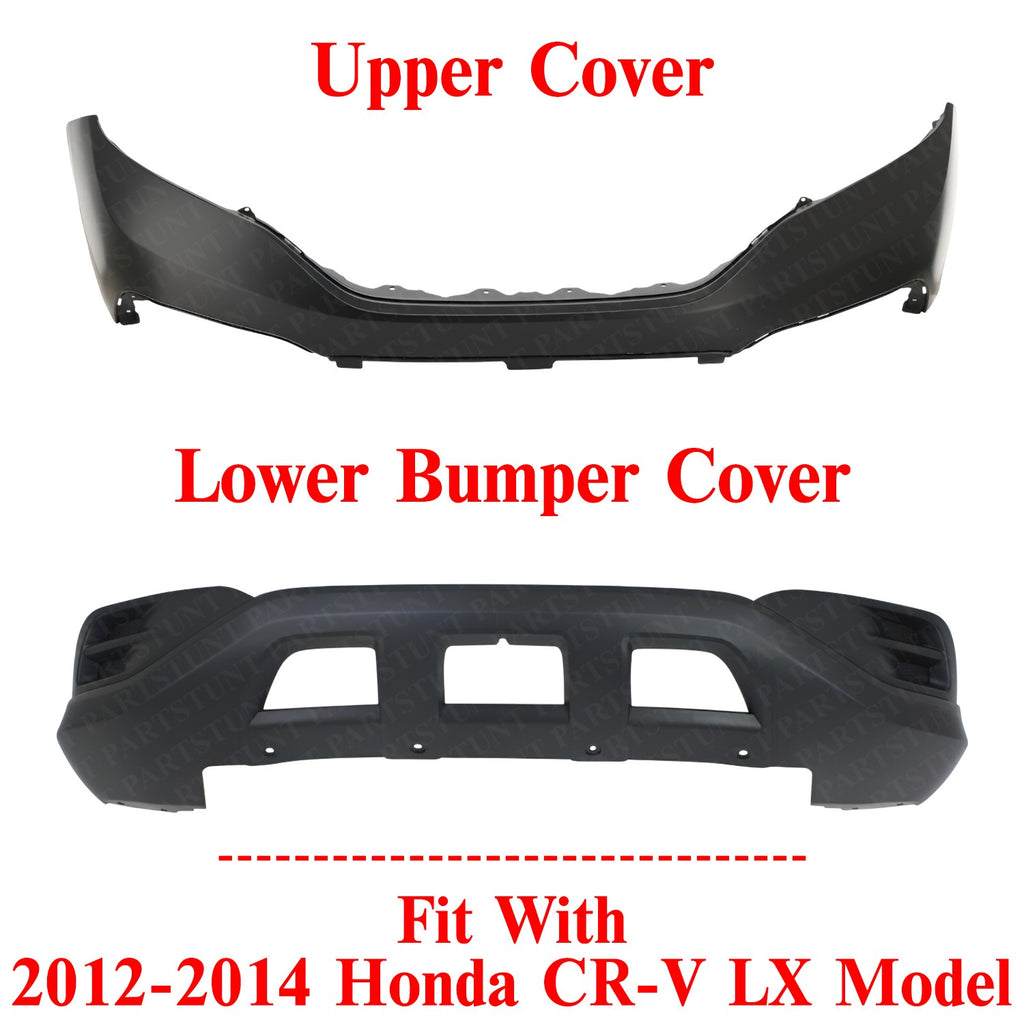 Front Upper and Lower Bumper Cover Set For 2012-2014 Honda CR-V LX Model