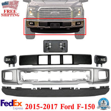 Load image into Gallery viewer, Front Bumper Chrome Steel and Fog Lights Assembly Kit For 2015-2017 Ford F-150