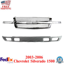 Load image into Gallery viewer, Chrome Grille Mesh Insert + Lower Valance For 2003-06 Chevy Silverado 1500 2500