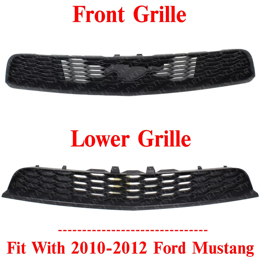 Front Bumper Upper and Lower Grille Kit For 2010-2012 Ford Mustang