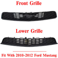 Front Bumper Upper and Lower Grille Kit For 2010-2012 Ford Mustang