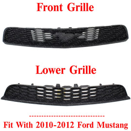 Front Bumper Upper and Lower Grille Kit For 2010-2012 Ford Mustang